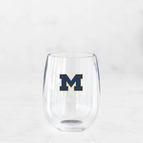 University of Michigan Unbreakable Wine Glasses